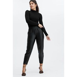 Fabletics High Waisted Vegan Leather Pants Small Black Elastic Waist